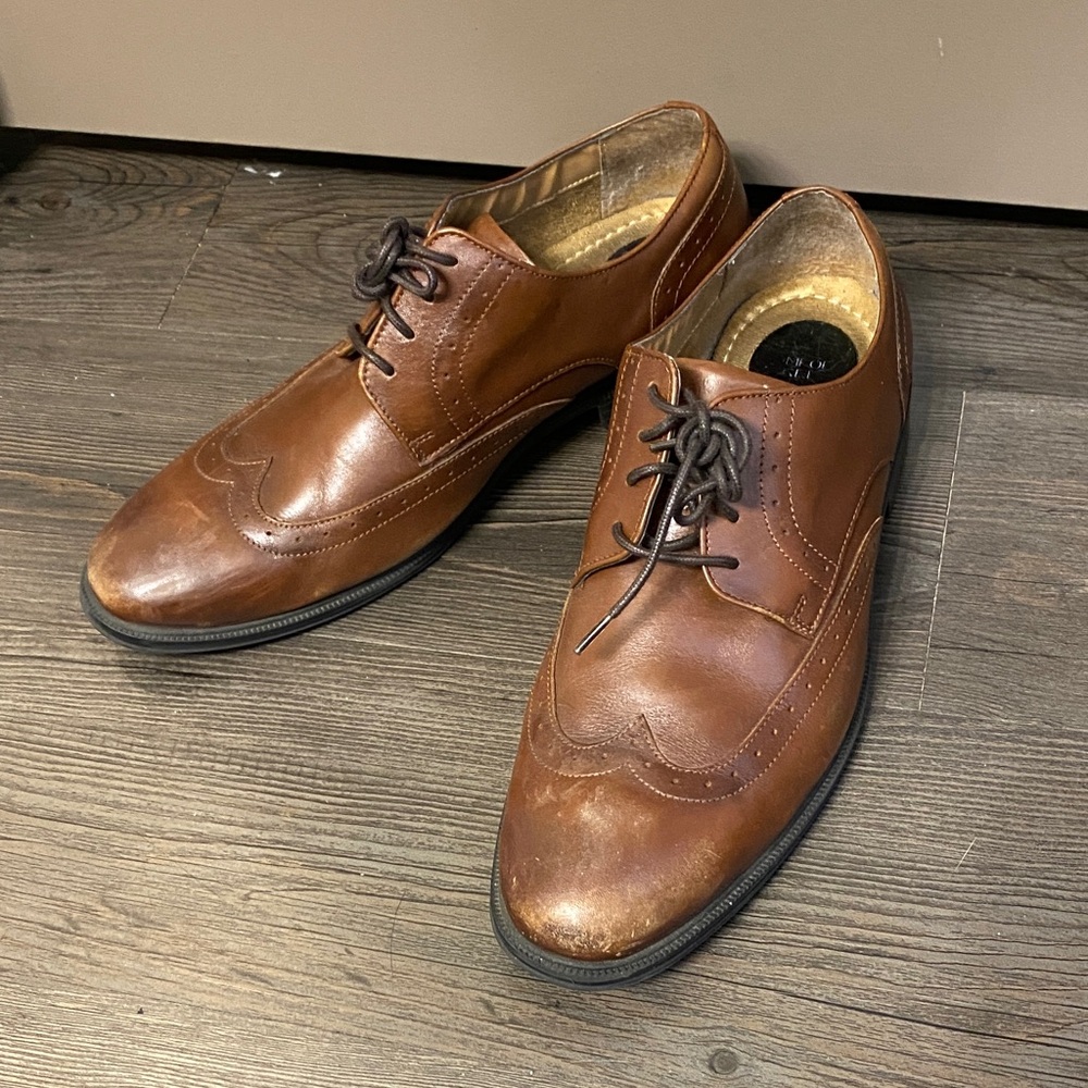 Nunn bush comfort gel brown leather lace up Oxford men’s dress shoes